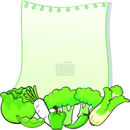 Ilustración de Papel vacío con verduras, ilustración vectorial diseño simple - Imagen libre de derechos