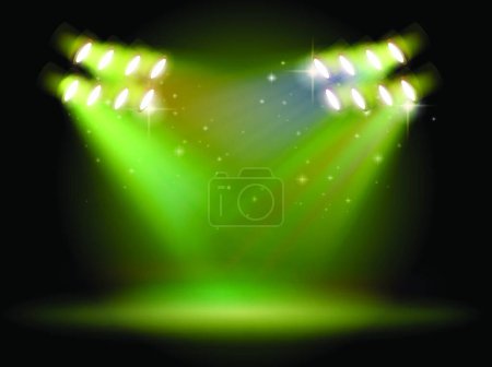 Illustration for Empty stage with spotlights, vector illustration simple design - Royalty Free Image