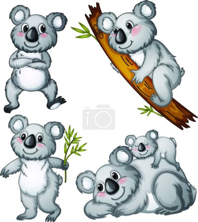 Illustration for Group of koalas, vector illustration simple design - Royalty Free Image
