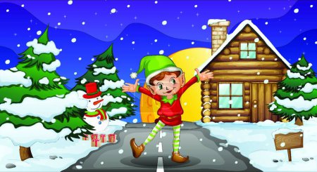 Téléchargez les illustrations : Un elfe profitant de la neige - en licence libre de droit