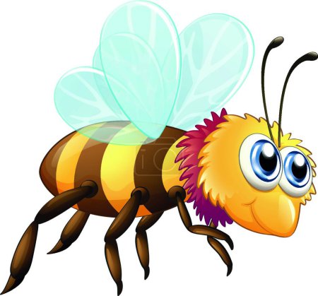 Téléchargez les illustrations : Une abeille colorée, illustration vectorielle design simple - en licence libre de droit