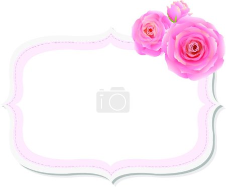 Téléchargez les illustrations : Pastel Pink Rose Label, illustration vectorielle design simple - en licence libre de droit