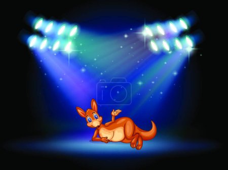 Illustration for Kangaroo at the stage with spotlights, vector illustration simple design - Royalty Free Image