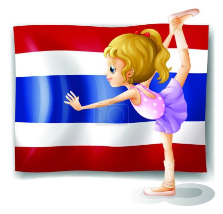 Ilustración de Bailarina de ballet frente a la bandera de Tailandia, vector ilustración diseño simple - Imagen libre de derechos