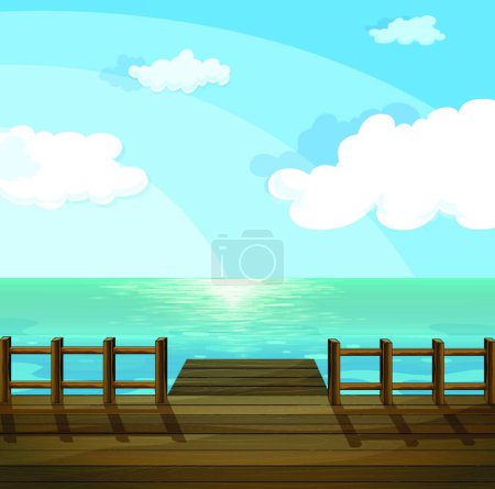 Téléchargez les illustrations : Vue sur la mer, illustration vectorielle design simple - en licence libre de droit