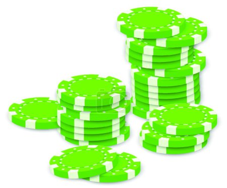 Téléchargez les illustrations : Puces de poker vert, illustration vectorielle conception simple - en licence libre de droit