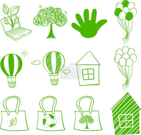 Ilustración de Dibujos ecológicos, ilustración vectorial diseño simple - Imagen libre de derechos