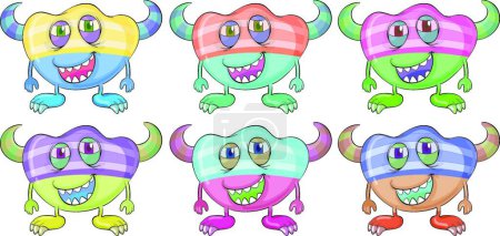 Ilustración de Monstruos coloridos, ilustración vectorial diseño simple - Imagen libre de derechos