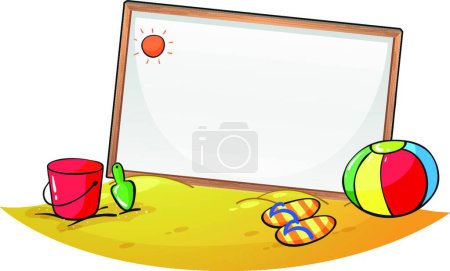 Ilustración de Tablero vacío en la playa, vector ilustración diseño simple - Imagen libre de derechos