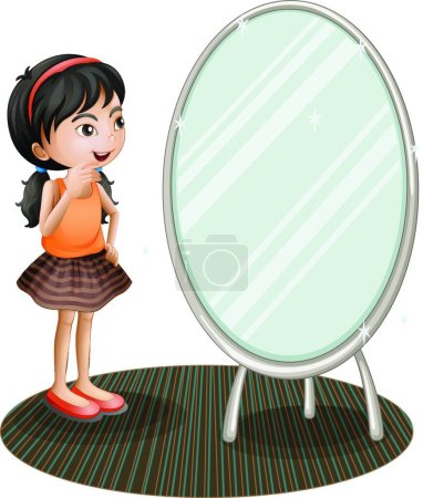 Téléchargez les illustrations : Fille face au miroir, illustration vectorielle conception simple - en licence libre de droit