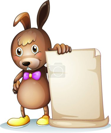 Ilustración de Conejo sosteniendo una pizarra blanca vacía, vector ilustración diseño simple - Imagen libre de derechos