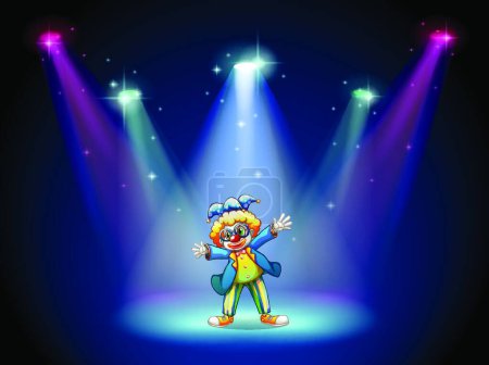 Illustration for A man dressing up as a clown at the stage, vector illustration simple design - Royalty Free Image