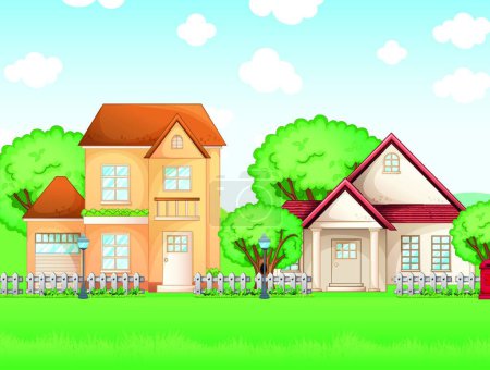 Ilustración de Dos casas grandes, ilustración vectorial diseño simple - Imagen libre de derechos