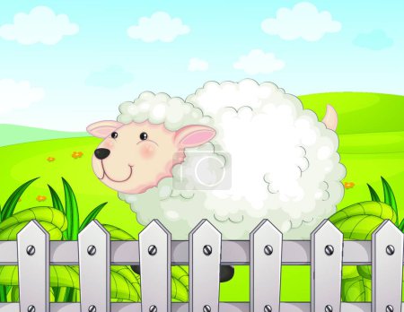 Illustration for Smiling sheep, vector illustration simple design - Royalty Free Image