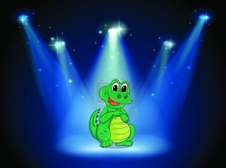 Illustration for Young crocodile at the stage with spotlights - Royalty Free Image