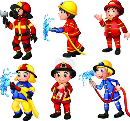 Téléchargez les illustrations : Jeu de pompiers, illustration vectorielle design simple - en licence libre de droit