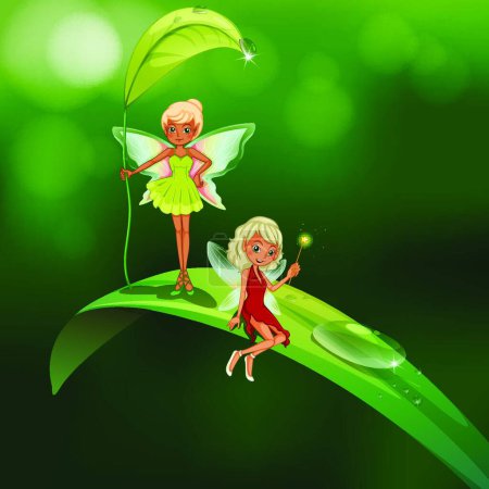 Illustration for Two playful fairies, vector illustration simple design - Royalty Free Image