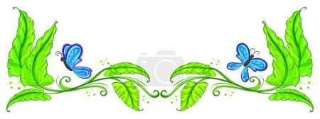 Illustration for A border with butterflies, vector illustration simple design - Royalty Free Image