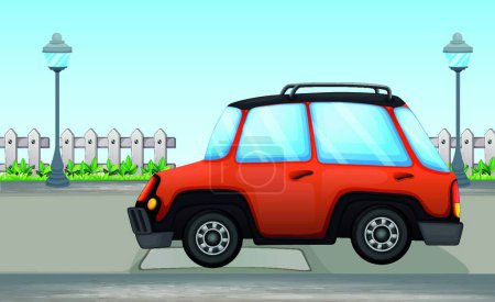 Ilustración de Un coche naranja, ilustración vectorial diseño simple - Imagen libre de derechos
