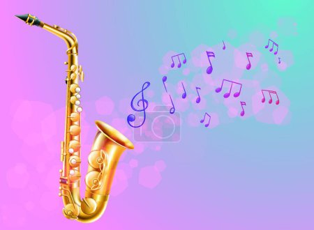 Illustration for "A saxophone with musical notes" - Royalty Free Image