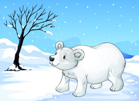 Ilustración de Snowbear caminar, vector ilustración diseño simple - Imagen libre de derechos