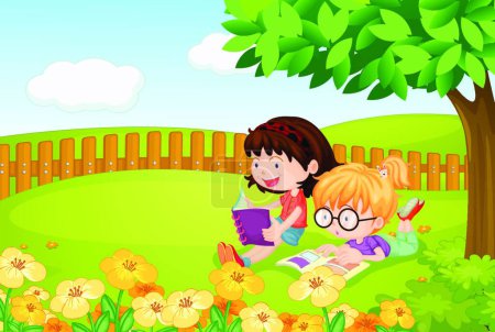 Ilustración de Chicas leyendo libros vector ilustración - Imagen libre de derechos