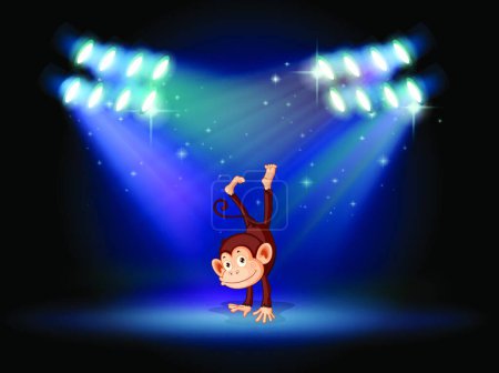 Illustration for "A monkey doing a handstand in the middle of the stage" - Royalty Free Image
