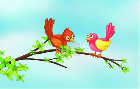 Ilustración de Pareja de aves, vector ilustración diseño simple - Imagen libre de derechos