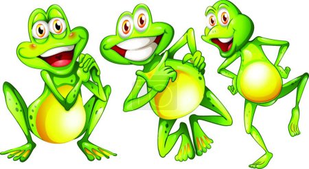Ilustración de Tres ranas sonrientes, ilustración vectorial diseño simple - Imagen libre de derechos