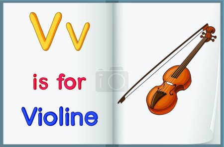 Ilustración de Imagen de un violín en un libro, ilustración vectorial diseño simple - Imagen libre de derechos