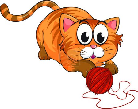 Illustration for Playful cat, vector illustration simple design - Royalty Free Image