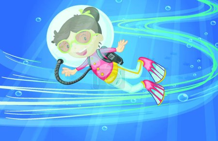 Illustration for Underwater girl, vector illustration simple design - Royalty Free Image