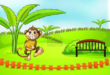 Illustration for Playful monkey, vector illustration simple design - Royalty Free Image
