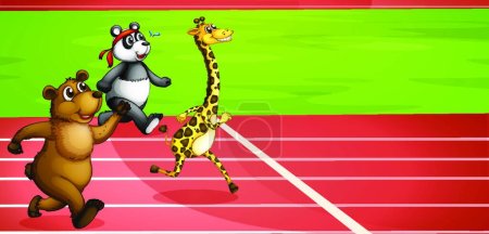 Téléchargez les illustrations : Animal marathon, illustration vectorielle design simple - en licence libre de droit
