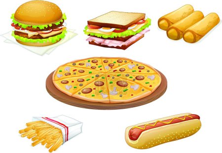 Illustration for Various foods, vector illustration simple design - Royalty Free Image