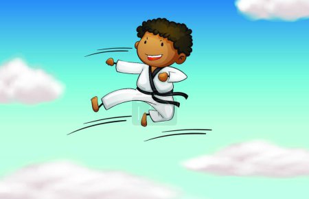 Ilustración de Karate niño, vector ilustración diseño simple - Imagen libre de derechos