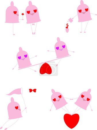 Ilustración de Ilustración de los pequeños condones divertidos - Imagen libre de derechos