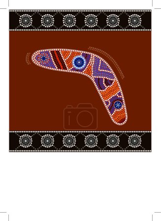 Téléchargez les illustrations : Une illustration basée sur le style aborigène de la peinture à points représentant - en licence libre de droit
