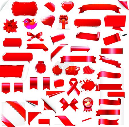 Ilustración de Big Set Red Elements, ilustración vectorial simple - Imagen libre de derechos