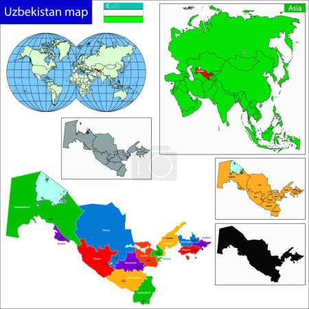 Téléchargez les illustrations : Illustration de la carte de l'Ouzbékistan - en licence libre de droit
