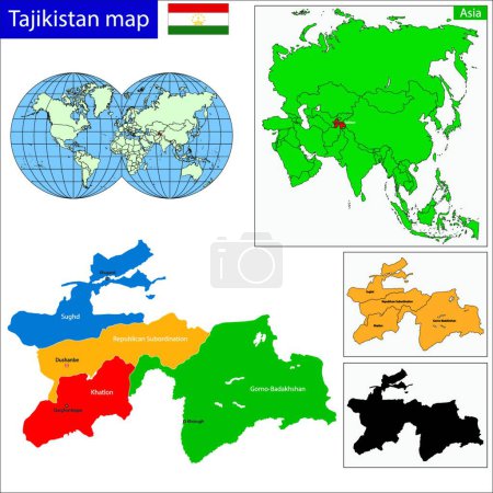 Ilustración de Tayikistán mapa, vector ilustración diseño simple - Imagen libre de derechos