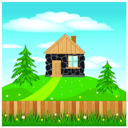 Téléchargez les illustrations : Lodge on hill, illustration vectorielle design simple - en licence libre de droit
