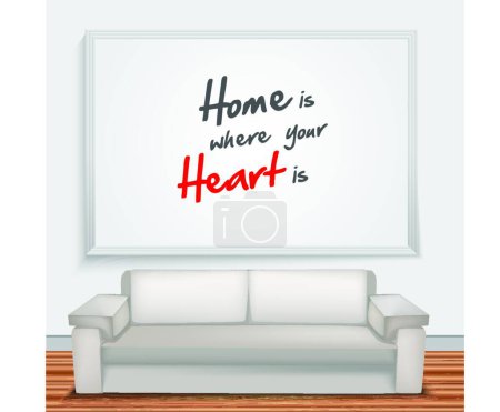 Illustration for Home is when your is heart is, vector illustration simple design - Royalty Free Image
