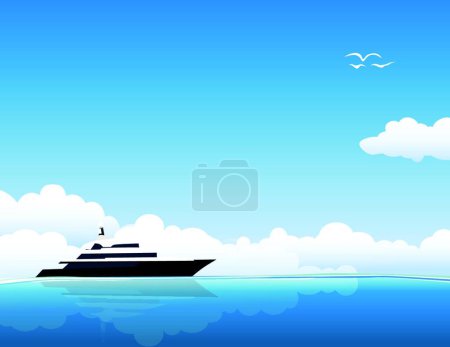 Téléchargez les illustrations : Illustration du Yacht sur mer - en licence libre de droit