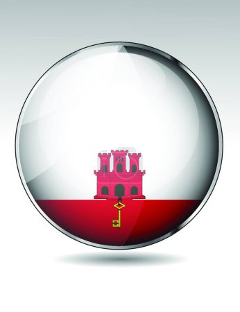 Illustration for Illustration of the Gibraltar flag button - Royalty Free Image