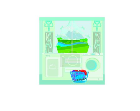 Illustration for Illustration of the Modern blue kitchen - Royalty Free Image