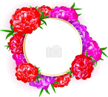 Illustration for Illustration of the Peony Floral Frame - Royalty Free Image