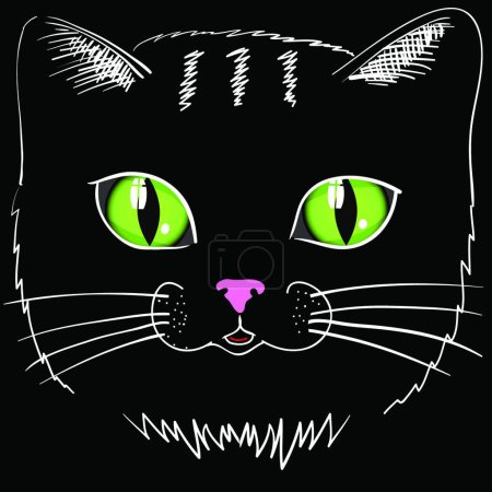 Téléchargez les illustrations : Illustration de la tête de chat noir - en licence libre de droit
