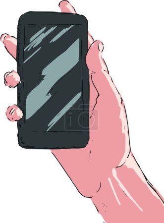 Ilustración de "mano con el teléfono inteligente "vector de ilustración - Imagen libre de derechos