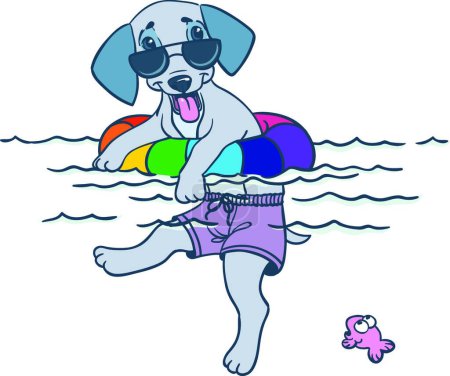 Ilustración de Cachorro perro tiempo vector ilustración - Imagen libre de derechos